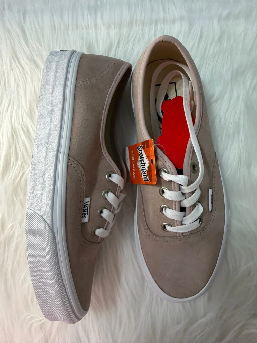 NIB Vans Authentic Suede Lace-Up Platform Sneakers in Dusty Pink and White - Picture 2 of 7